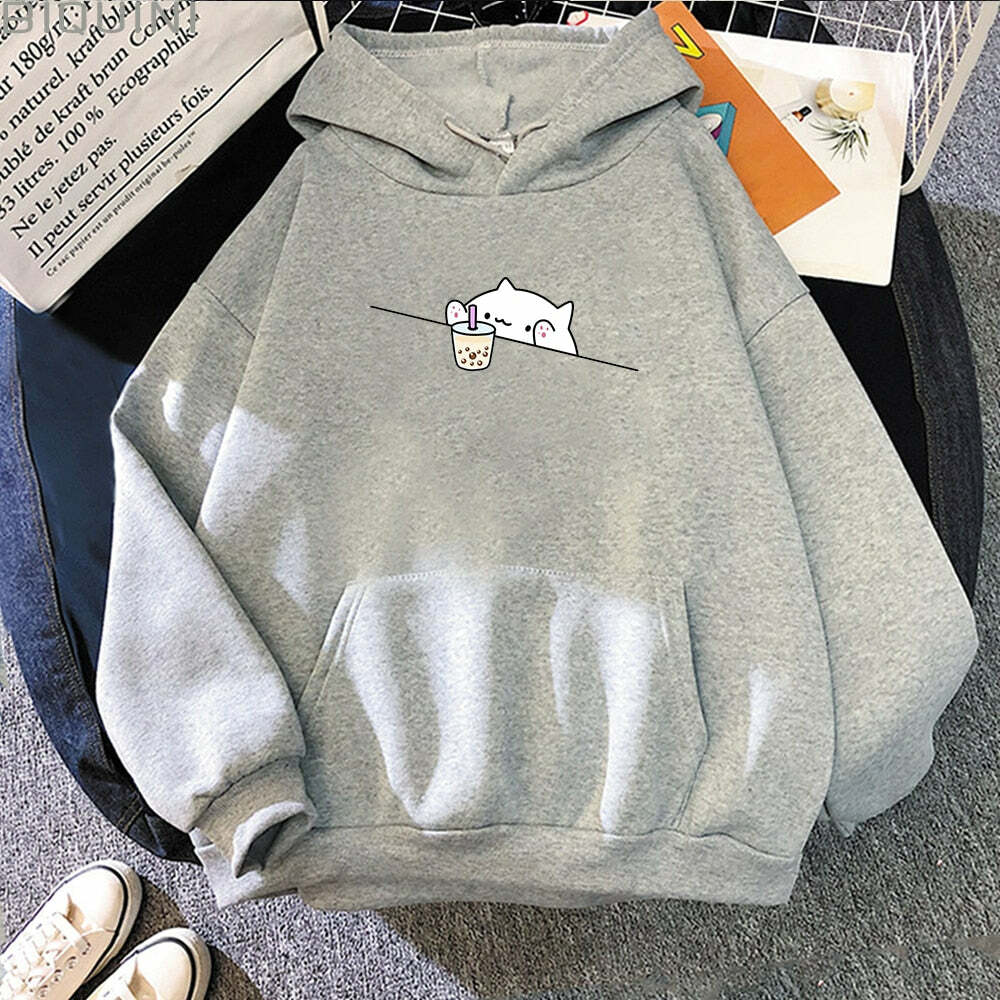 Kawaii Bubble Tea Hoodie - Y2K Aesthetic, Cute Tops, Comfy Streetwear for Trendy Looks