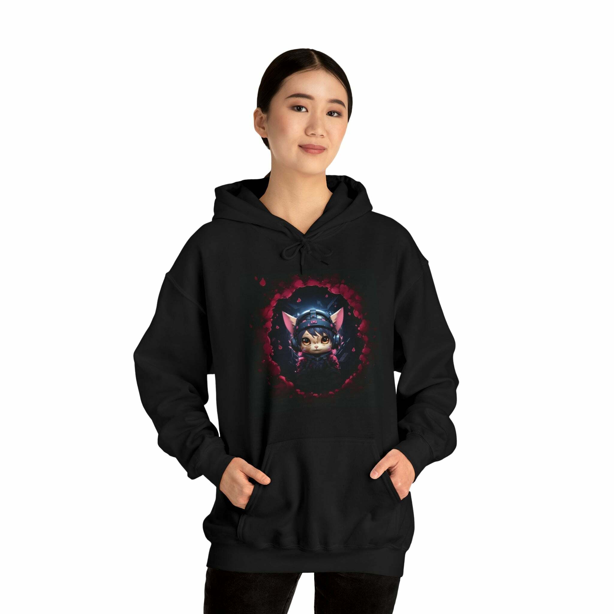 Kawaii Cat Hoodie - Y2K Aesthetic Comfy Top for Coquette & Grunge Styles