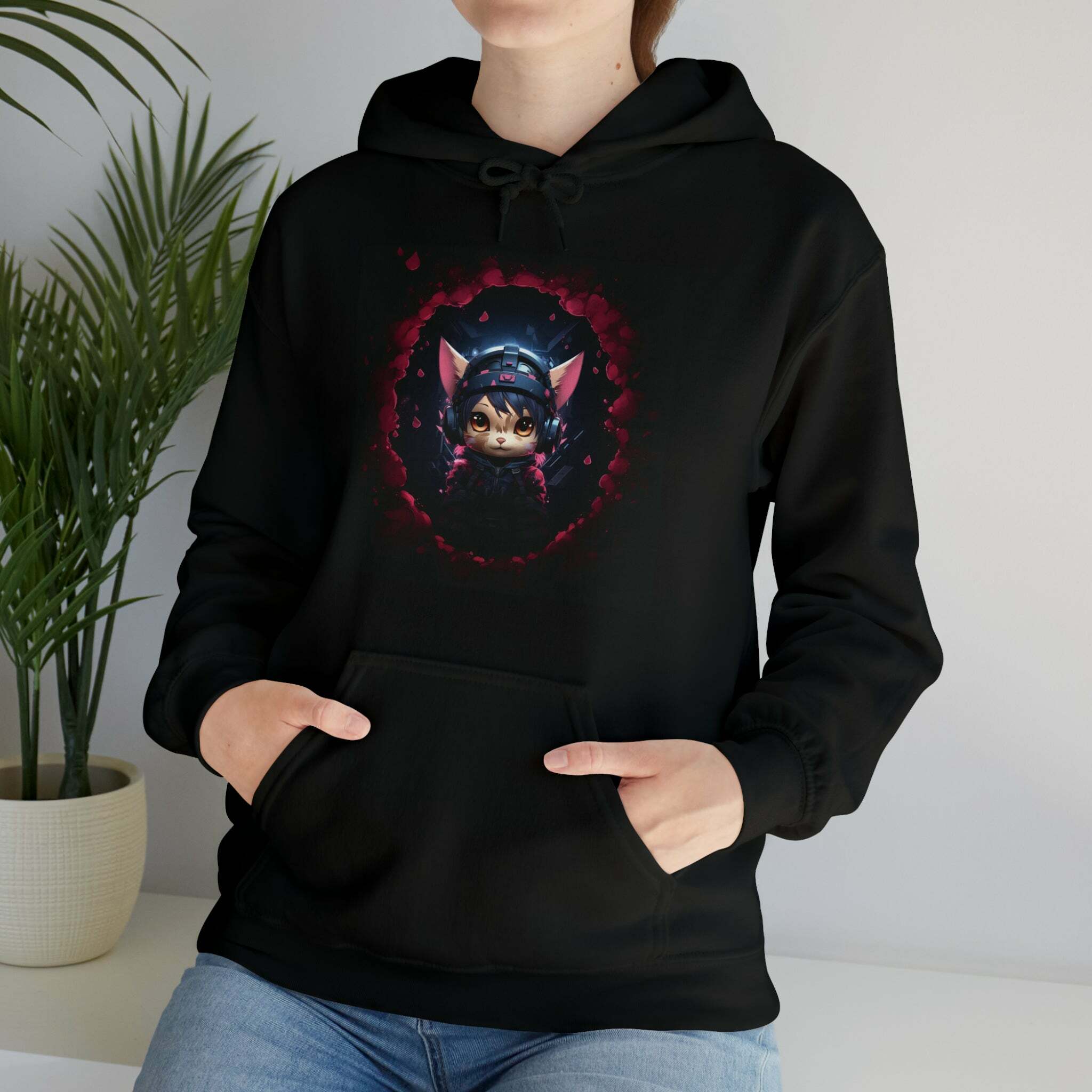 Kawaii Cat Hoodie - Y2K Aesthetic Comfy Top for Coquette & Grunge Styles