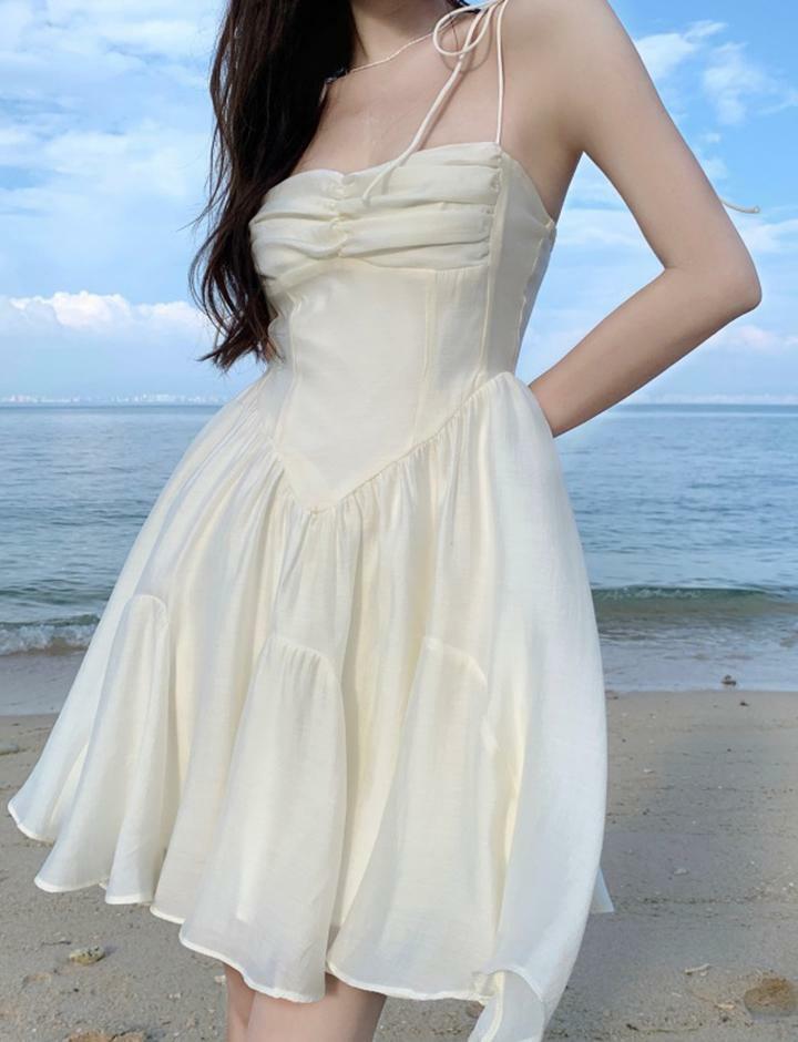 Knot Shoulder A-Line Corset Dress - Y2K Aesthetic Summer Prom Dress for Coquette Style