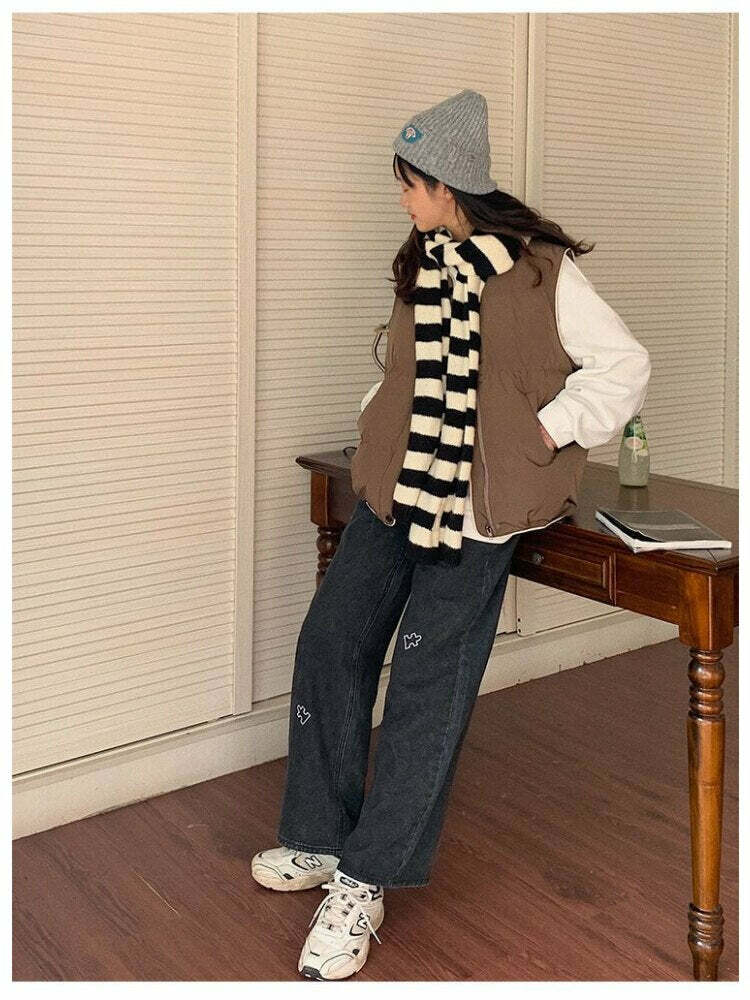 Korean Vintage Y2K Baggy Jeans - Grunge Aesthetic, Coquette Style, Retro Fashion Essential