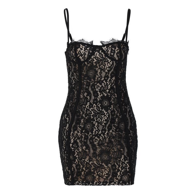Lace Contrast Backless Cami Mini Dress - Y2K Aesthetic, Coquette Style, Cute Night Out Look