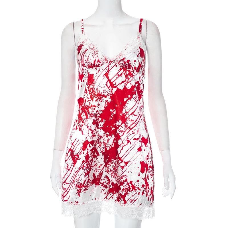 Lace Hem Contrast V-Neck Backless Cami Mini Dress - Y2K Aesthetic Cute Outfit for Fall