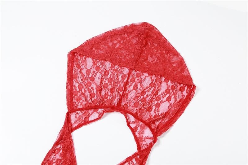 Lace Irregular See-Through Hoodie & Cowl Neck Pant Set for Y2K, Grunge, and Coquette Aesthetics