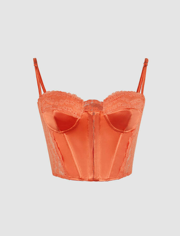 Lace Paneled Corset Cami Top - Y2K Aesthetic Cute Crop Top for Coquette & Grunge Styles