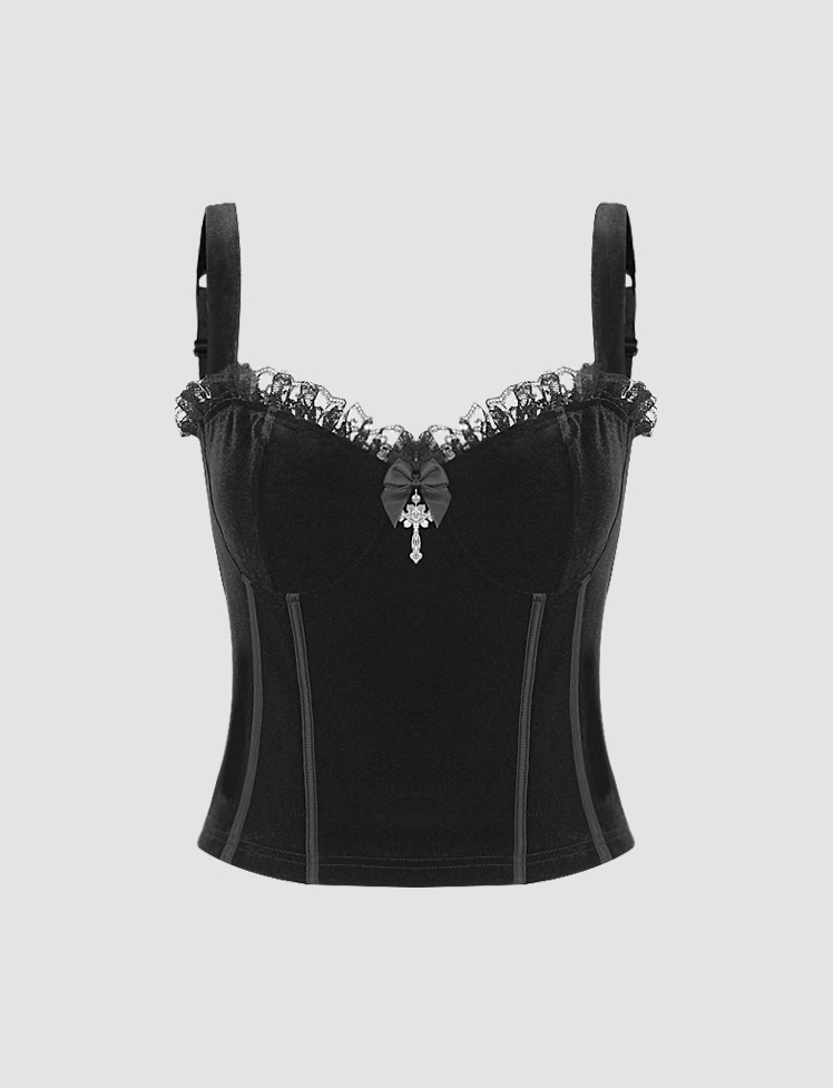 Lace Paneled Zipper Corset Top - Y2K Fashion Meets Coquette Aesthetic for Cute Outfits