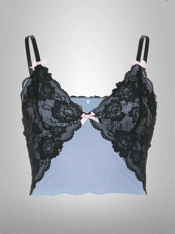 Lace Patchwork Y2K Mini Top - Cute Coquette Aesthetic for Grunge & Pastel Goth Styles