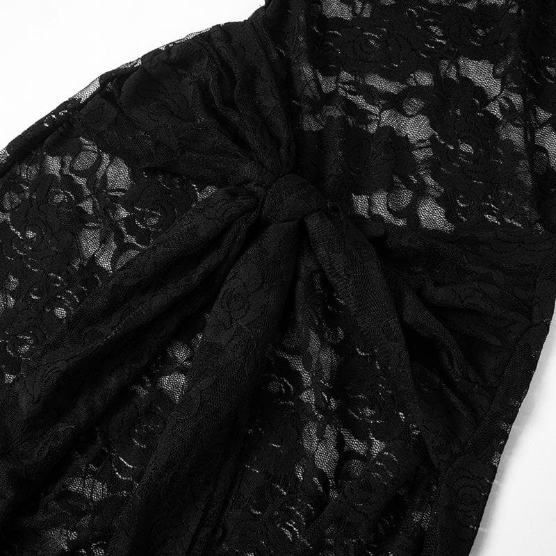 Lace Ruched Ruffle Sheer Tube Maxi Dress - Y2K Aesthetic, Coquette Style, Cute & Comfy