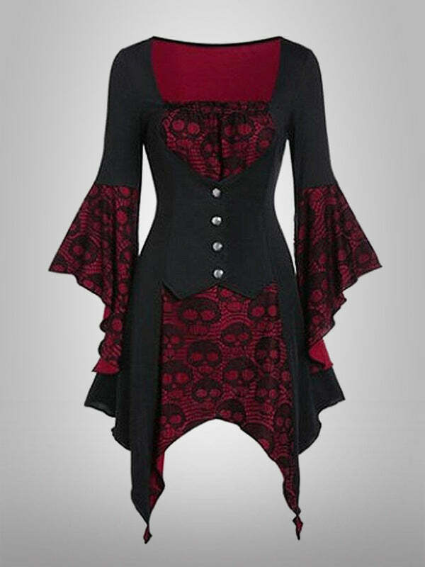 Lace Skull Bandage Dress - Y2K Grunge Aesthetic, Cute Gothic Style, Edgy Fashion Statement