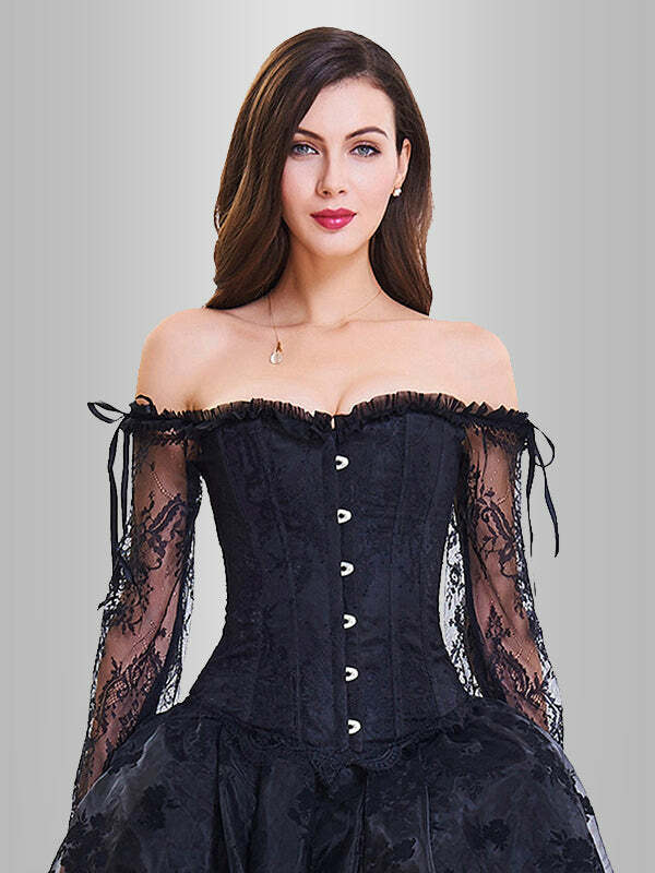 Lace Sleeve Corset Top - Y2K Fashion Meets Coquette Aesthetic for Cute Outfits & Grunge Style