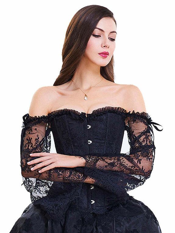 Lace Sleeve Corset Top - Y2K Fashion Meets Coquette Aesthetic for Cute Outfits & Grunge Style