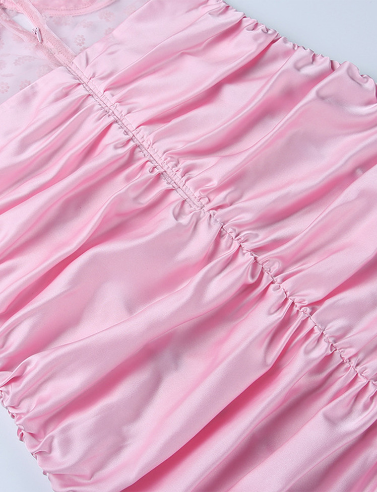Lace Stitch Ruched Mini Dress - Y2K Aesthetic, Coquette Style, Cute & Comfy Fashion