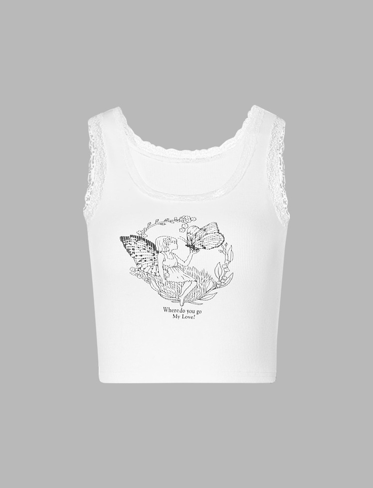 Lace Stitching Y2K Crop Tank Top - Cute Coquette Aesthetic for Grunge & Pastel Styles