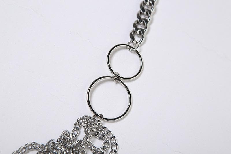 Metal Chain O-Ring Backless Crop Top - Y2K Fashion Meets Grunge Aesthetic Style