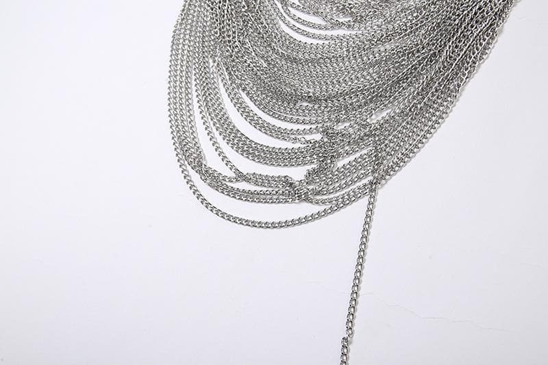 Metal Chain O-Ring Backless Crop Top - Y2K Fashion Meets Grunge Aesthetic Style