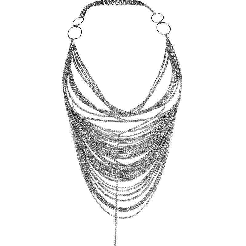 Metal Chain O-Ring Backless Crop Top - Y2K Fashion Meets Grunge Aesthetic Style