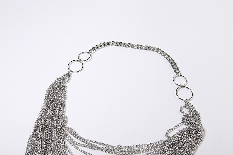 Metal Chain O-Ring Backless Crop Top - Y2K Fashion Meets Grunge Aesthetic Style