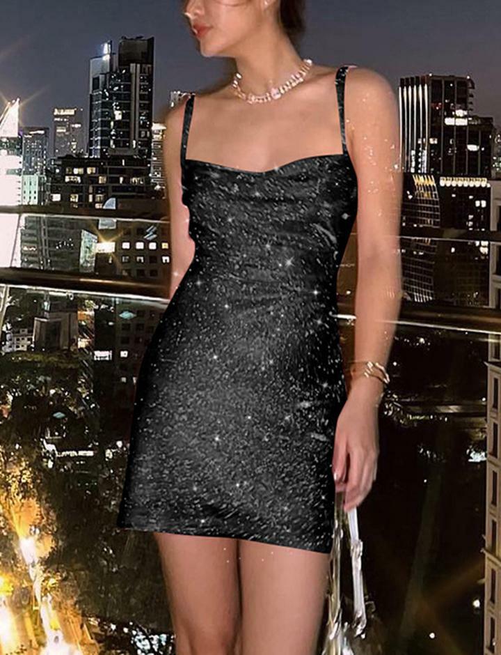 Metallic Crisscross Cami Mini Dress - Y2K Aesthetic, Cute Party Outfit, Grunge Style