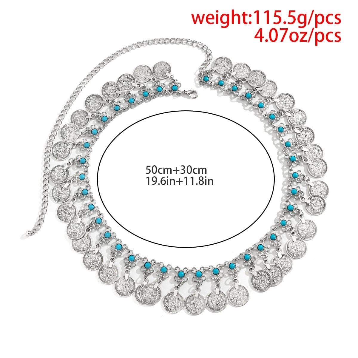 Multicolor Coin Pendant Waist Chain - Y2K Aesthetic Jewelry for Coquette & Grunge Styles