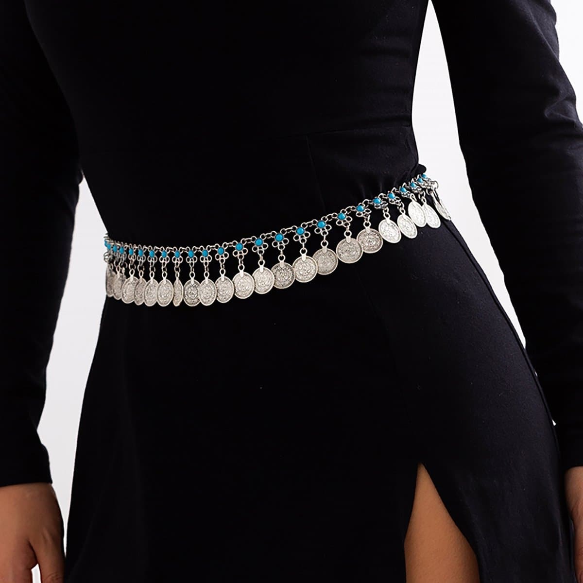 Multicolor Coin Pendant Waist Chain - Y2K Aesthetic Jewelry for Coquette & Grunge Styles
