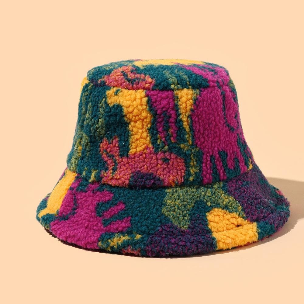Multicolor Fluffy Fisherman Bucket Hat - Y2K Aesthetic, Coquette Style, Cute Accessories