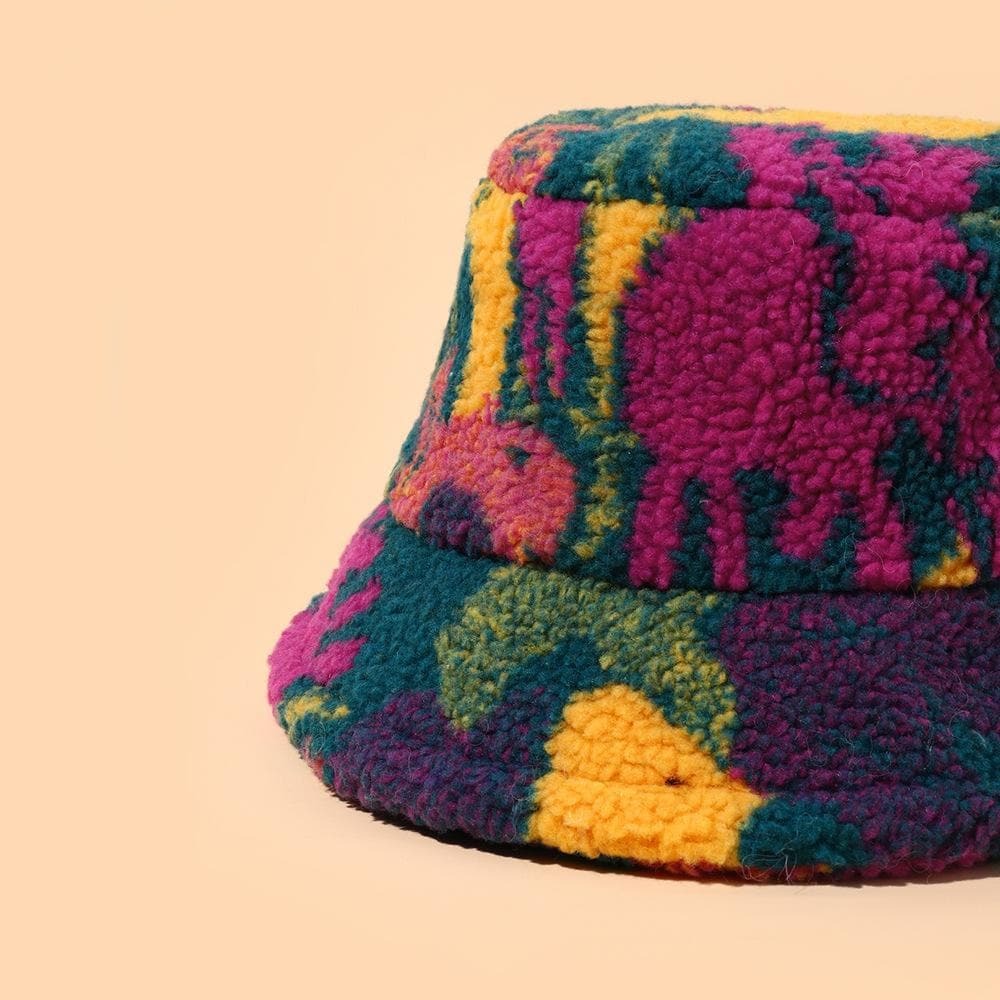 Multicolor Fluffy Fisherman Bucket Hat - Y2K Aesthetic, Coquette Style, Cute Accessories