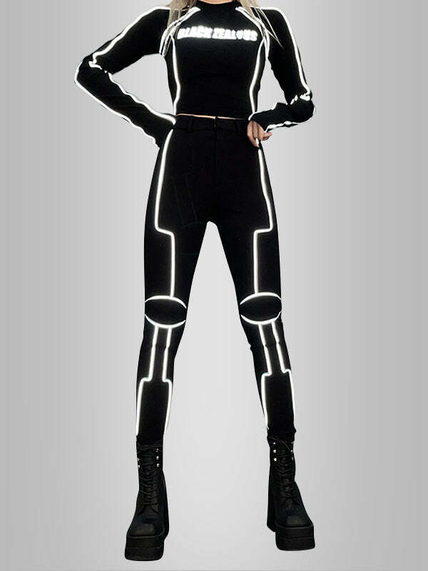Reflective Y2K Grunge Pants - Aesthetic Cargo Style for Coquette & Emo Looks