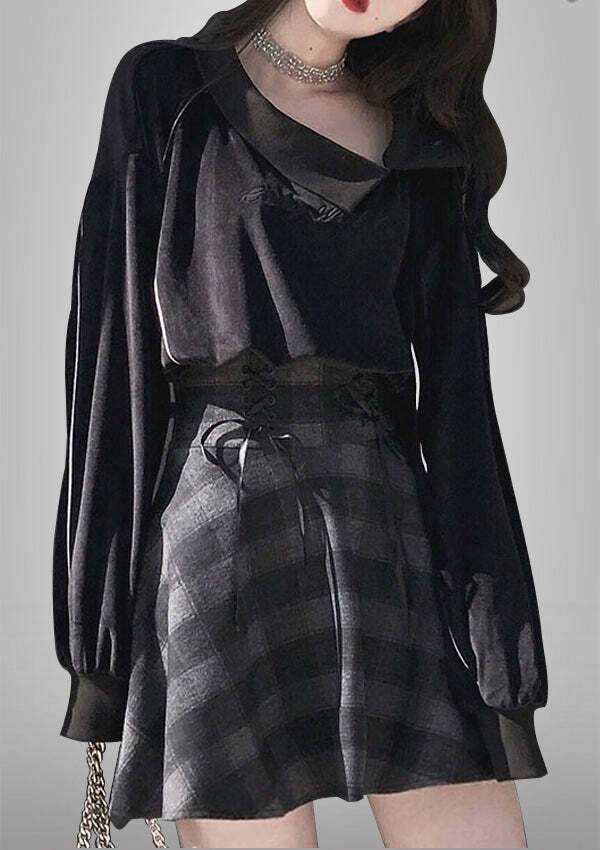 RESTING WITCH Black Y2K Sweatshirt - Grunge Aesthetic Comfy Hoodie for Cute Outfits