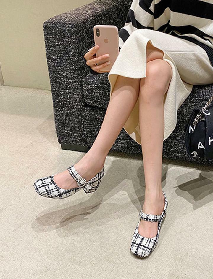Retro Y2K Chunky Heel Pearl Buckle Mary Janes - Cute Coquette Aesthetic Flats