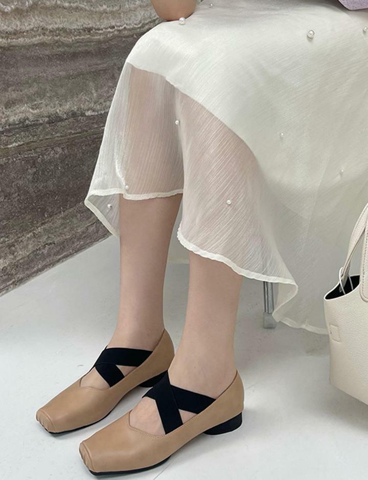 Retro Y2K Square Toe Chunky Heel Mary Jane Ballet Flats for Coquette & Grunge Aesthetic