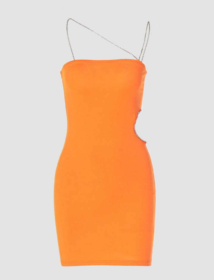 Rhinestone Cutout Cami Dress - Y2K Fashion, Coquette Aesthetic, Grunge Style, Cute Outfits
