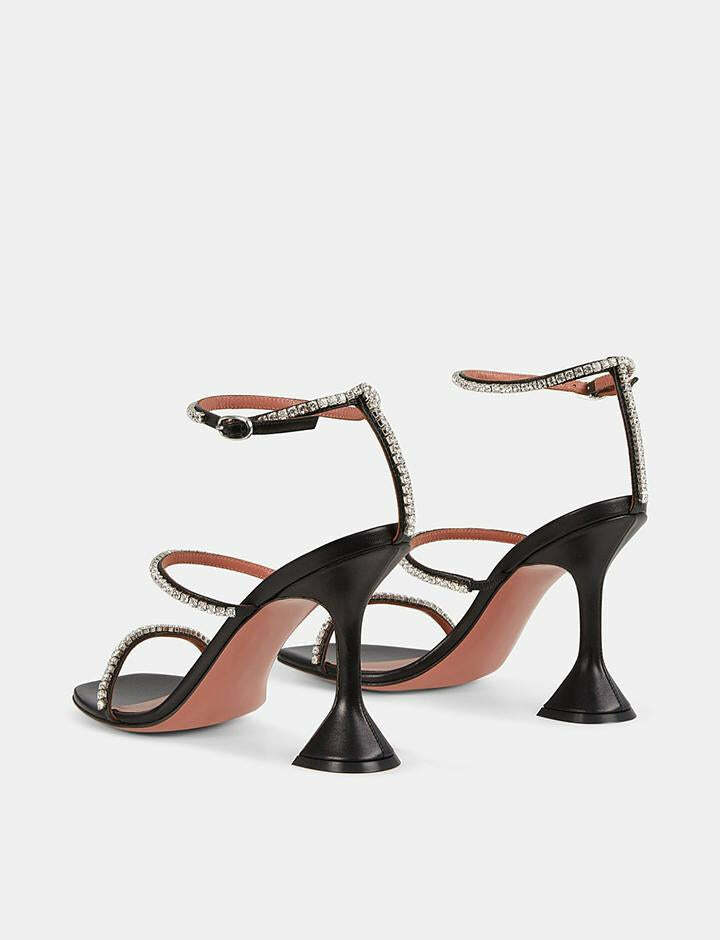 Rhinestone Strap Square Toe High Heeled Sandals for Y2K, Coquette, and Grunge Aesthetics