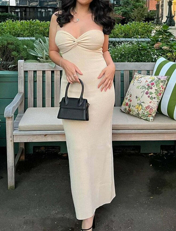 Ribbed Knit Off Shoulder Dress - Y2K Aesthetic, Coquette Style, Comfy & Chic Fashion