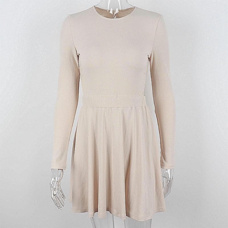 Ribbed Long Sleeve Cut-Out Mini Dress - Y2K Fashion, Coquette Aesthetic, Cute Tops