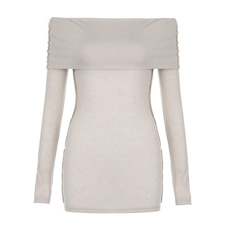 Ribbed Off-Shoulder Long Sleeve Top - Y2K Aesthetic, Cute Crop for Coquette & Grunge Styles
