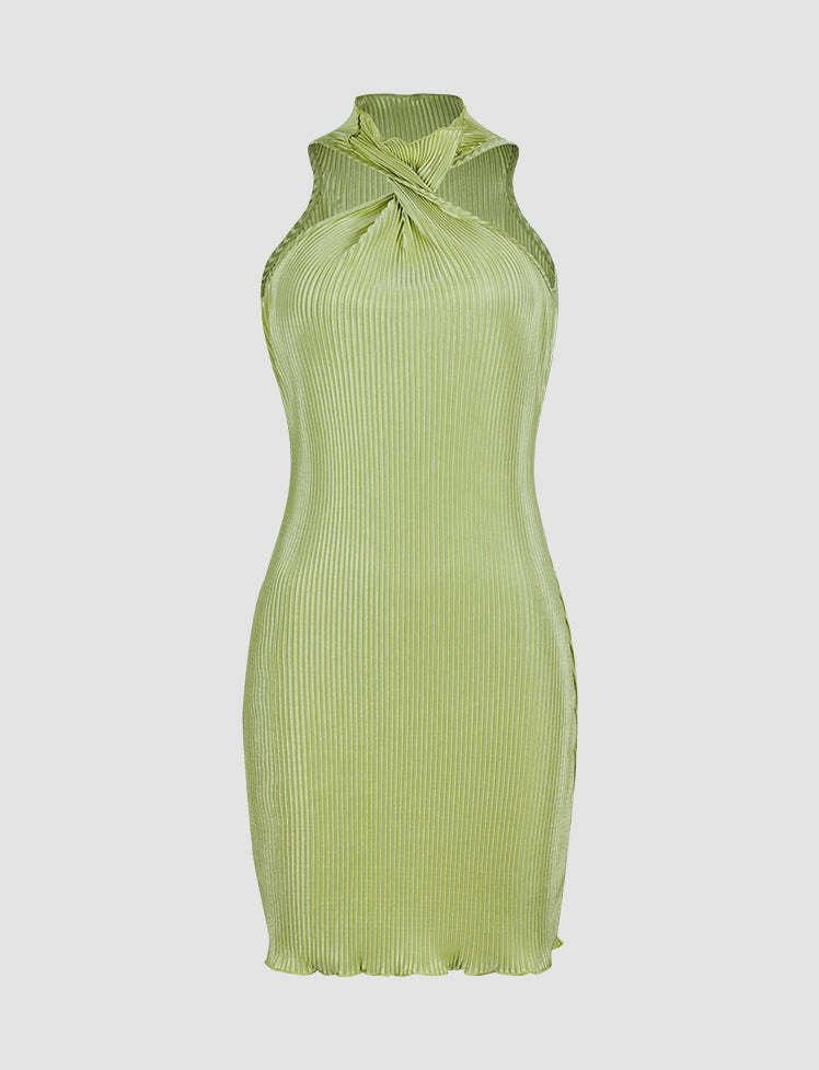 Ribbed Solid Color Knotted Dress - Y2K Aesthetic, Coquette Style, Cute & Comfy Fashion