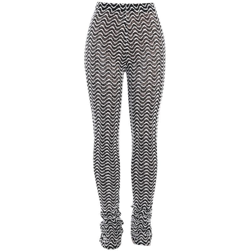 Ripple Contrast Textured High Rise Y2K Pants - Grunge Aesthetic & Coquette Style