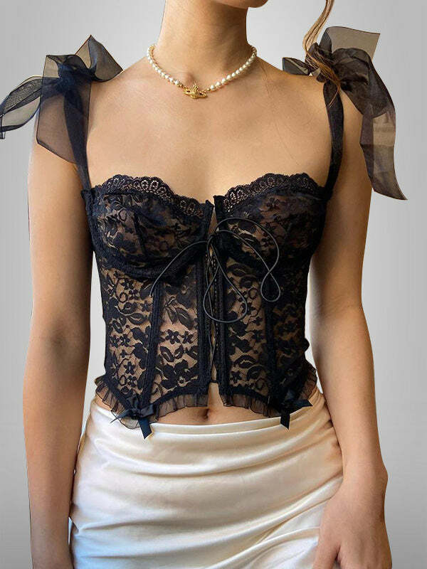 Rolling In The Top: Y2K Lace Crop Top for Coquette & Grunge Aesthetic Lovers