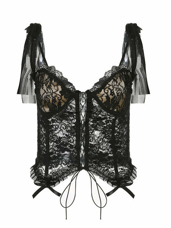 Rolling In The Top: Y2K Lace Crop Top for Coquette & Grunge Aesthetic Lovers