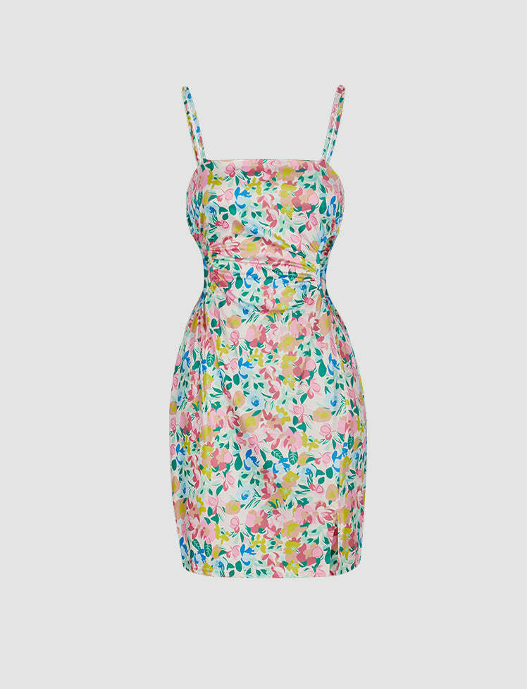 Romantic Floral Print Y2K Cami Dress - Coquette Aesthetic with Grunge Style Touch