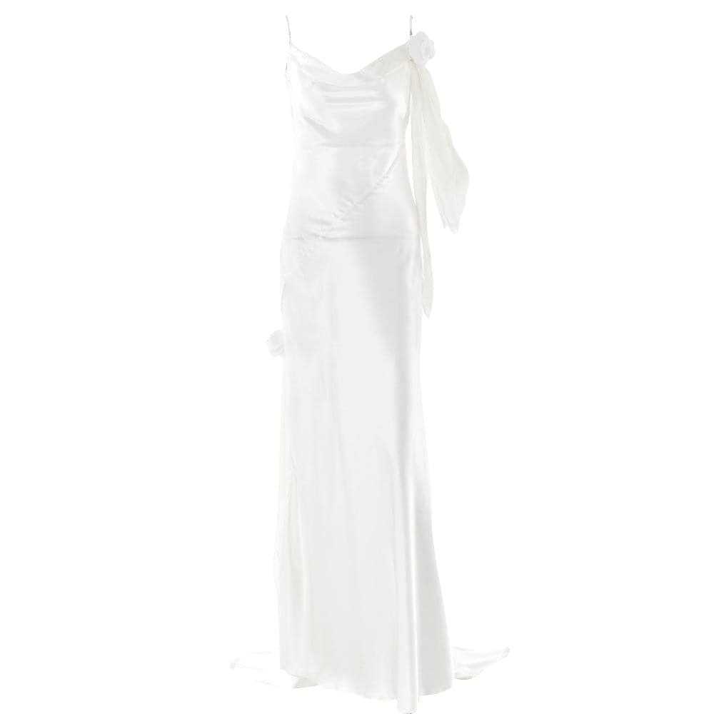 Rose Applique Backless Satin Cami Maxi Dress - Y2K Aesthetic, Coquette Style, Cute Outfit