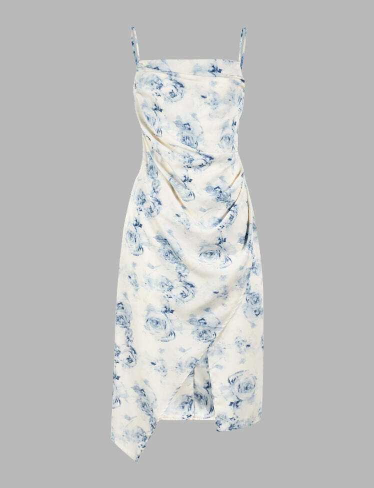 Ruched Floral Cami Dress - Y2K Aesthetic Summer Outfit for Coquette & Grunge Styles
