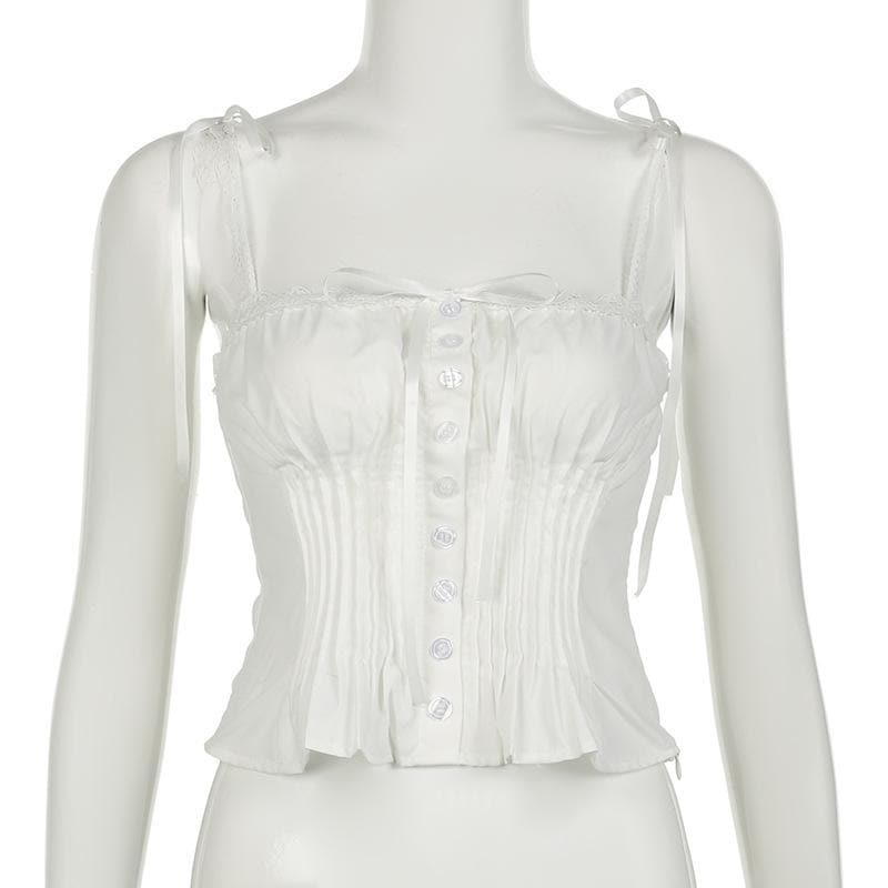 Ruched Lace Hem Bowknot Cami Top - Y2K Fashion, Coquette Aesthetic, Cute Crop Top