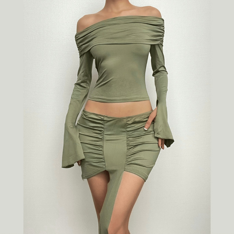 Ruched Off-Shoulder Mini Dress with Ribbon Detail - Y2K Fashion & Coquette Aesthetic