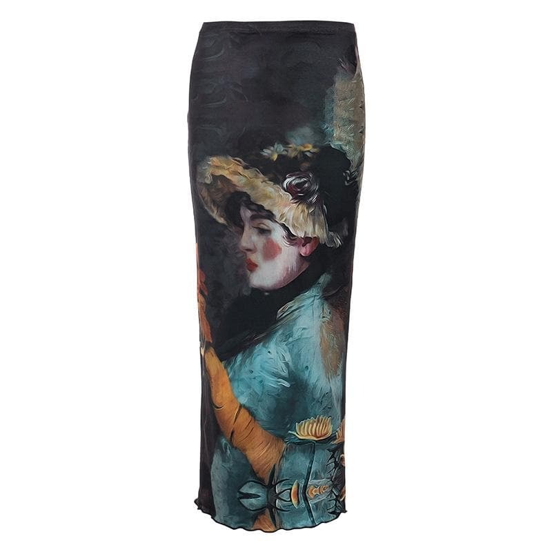 Ruffle Contrast Maxi Skirt - Y2K Fashion, Coquette Aesthetic, Grunge Style, Cute Outfits