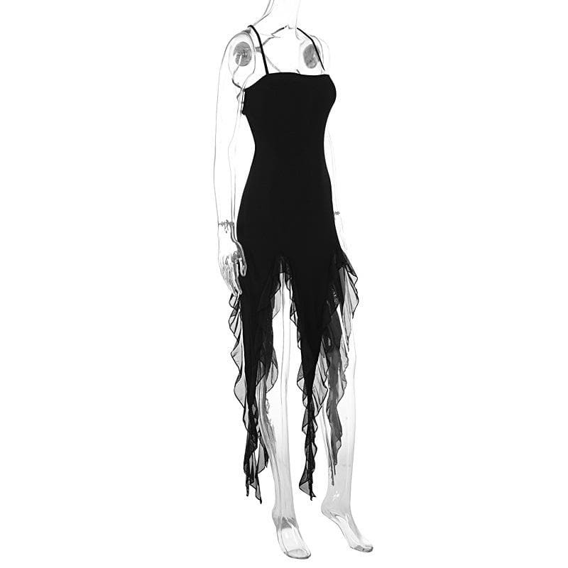 Ruffle Cross Back Lace-Up Cami Maxi Dress - Y2K Aesthetic, Coquette Style, Cute Summer Fashion