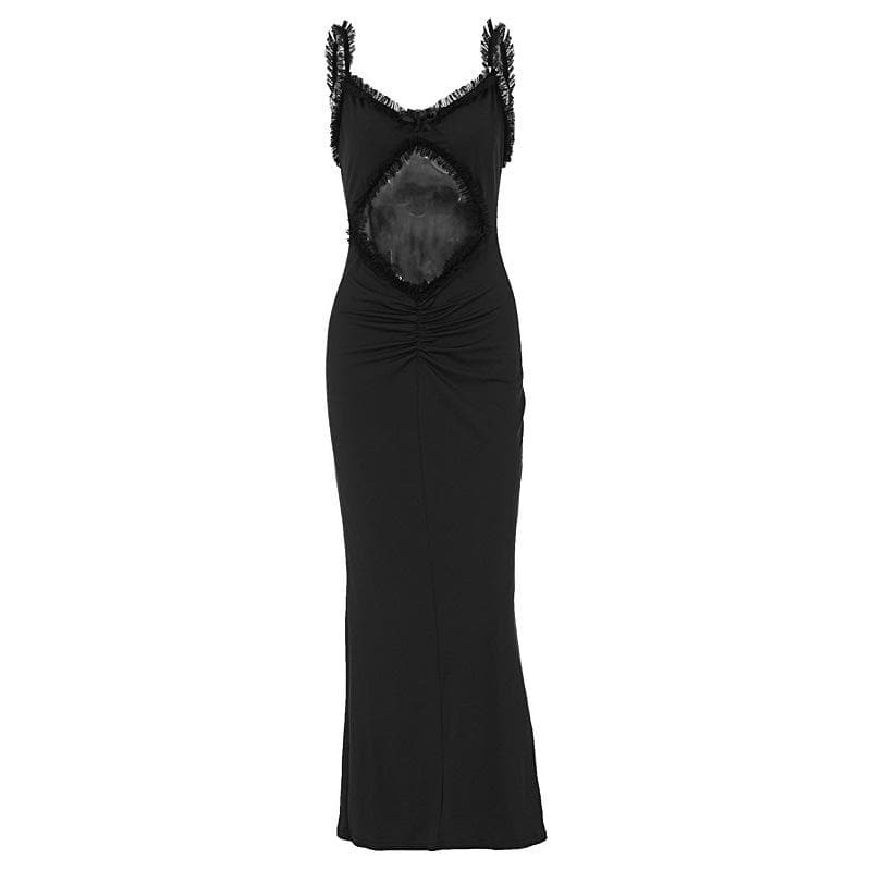 Ruffle Hollow Out Ruched Bowknot Cami Midi Dress - Y2K Coquette Aesthetic Fashion