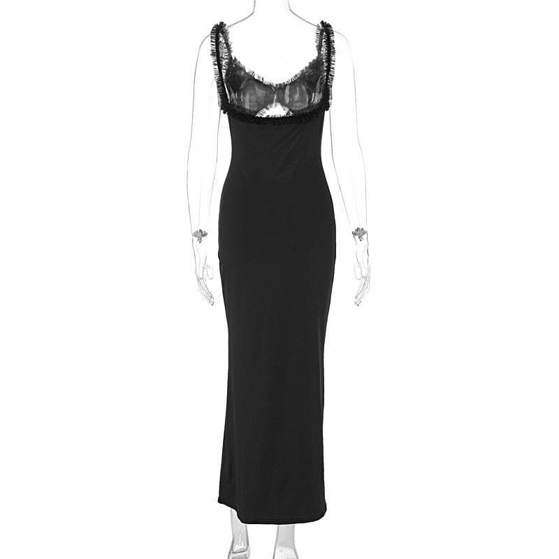 Ruffle Hollow Out Ruched Bowknot Cami Midi Dress - Y2K Coquette Aesthetic Fashion