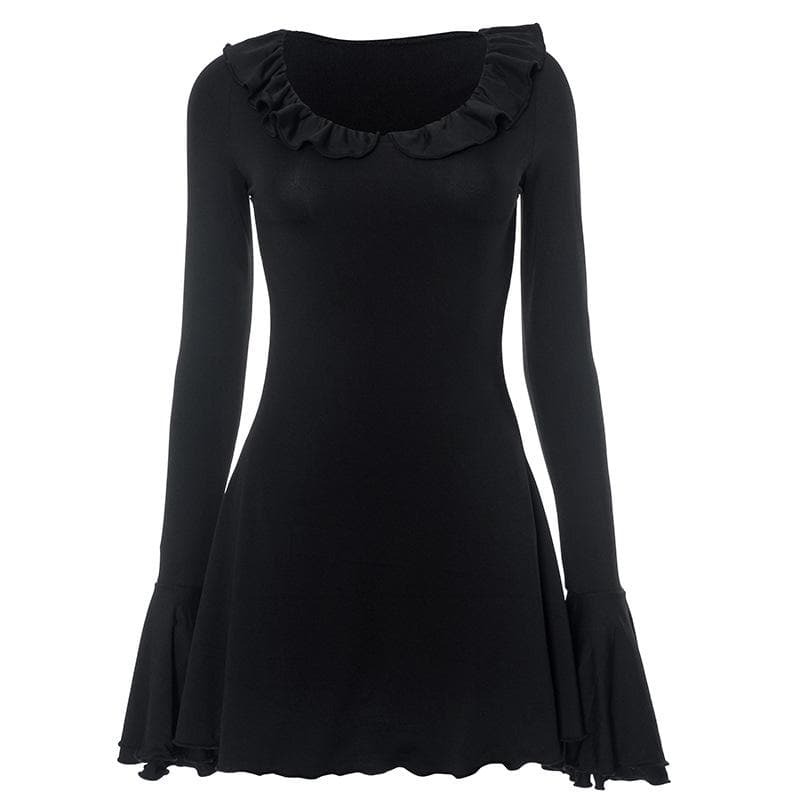 Ruffle Long Sleeve Mini Dress - Y2K Fashion, Coquette Aesthetic, Cute & Comfy Style