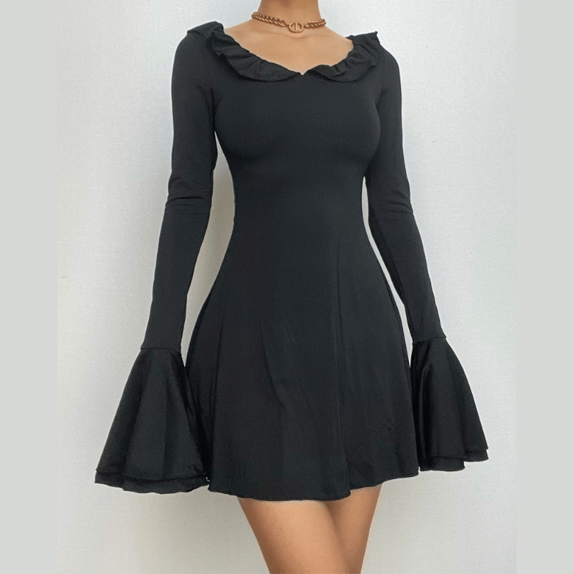 Ruffle Long Sleeve Mini Dress - Y2K Fashion, Coquette Aesthetic, Cute & Comfy Style